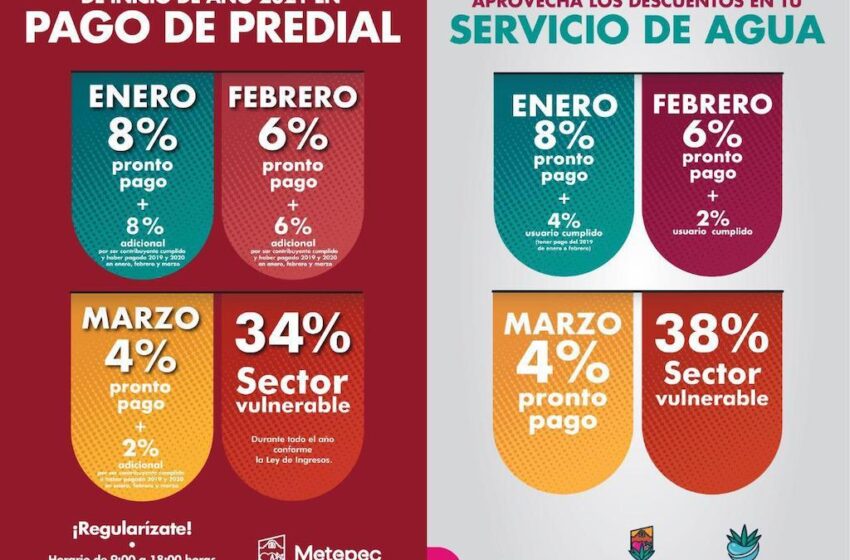 FACILITA METEPEC EL PAGO DE AGUA Y PREDIAL SIN SALIR DE CASA