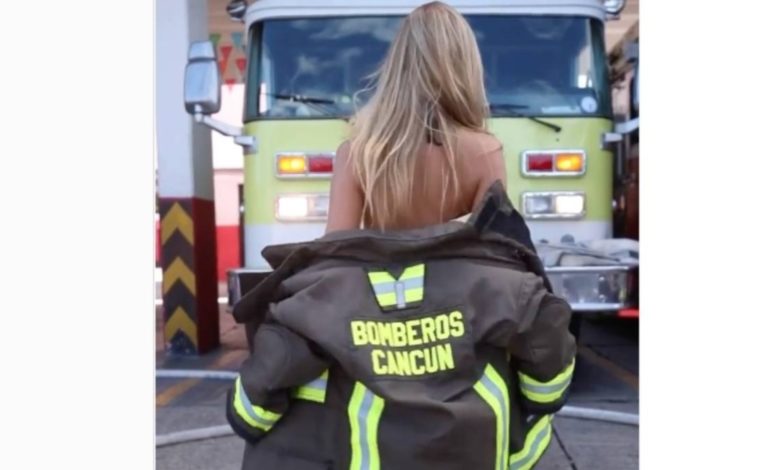  GRABAN EN ESTACIÓN DE BOMBEROS DE CANCÚN, VIDEO DE MODELO EN BIKINI.