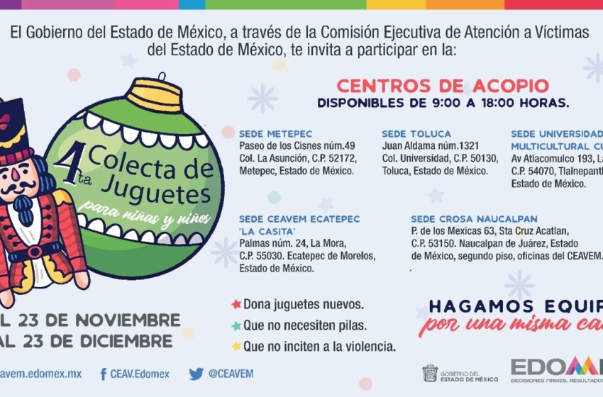  INVITAN A DONAR JUGUETES PARA NIÑAS Y NIÑOS QUE ATIENDE LA COMISIÓN DE VÍCTIMAS