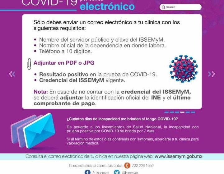  IMPLEMENTA ISSEMYM INCAPACIDAD COVID-19 POR CORREO ELECTRÓNICO