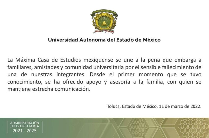  MUERE ESTUDIANTE DE HUMANIDADES DE LA UAEMex