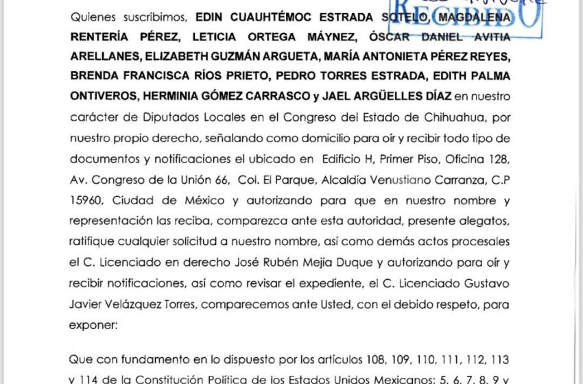  PIDEN JUICIO POLÍTICO CONTRA MARU CAMPOS; SOLICITUD YA LLEGÓ A SAN LÁZARO