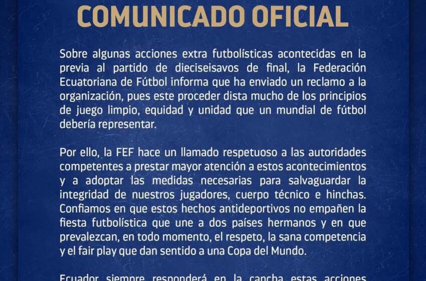 Ecuador protesta por presunto hostigamiento de aficionados mexicanos previo al duelo mundialista
